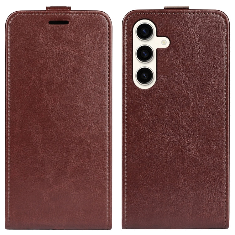 R64 Texture Vertical Flip Leather Phone Case for Samsung Galaxy S24 5G, showcasing its sleek design and card slot functionality.